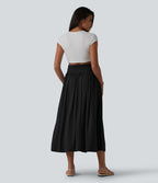 Robe midi casual bustier fluide avec détail froncé
