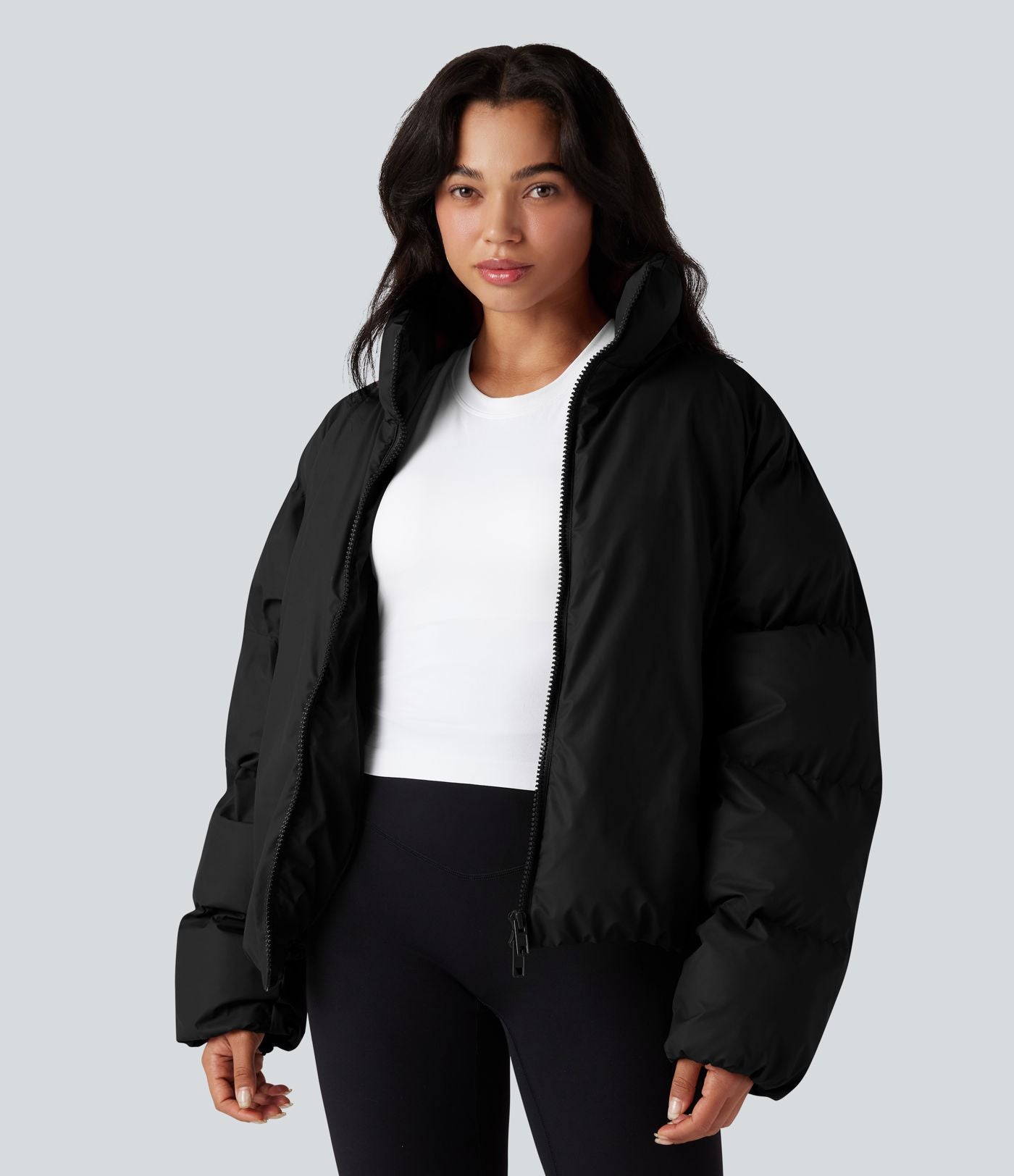 Doudoune casual oversize à col montant avec ourlet à cordon de serrage et poches