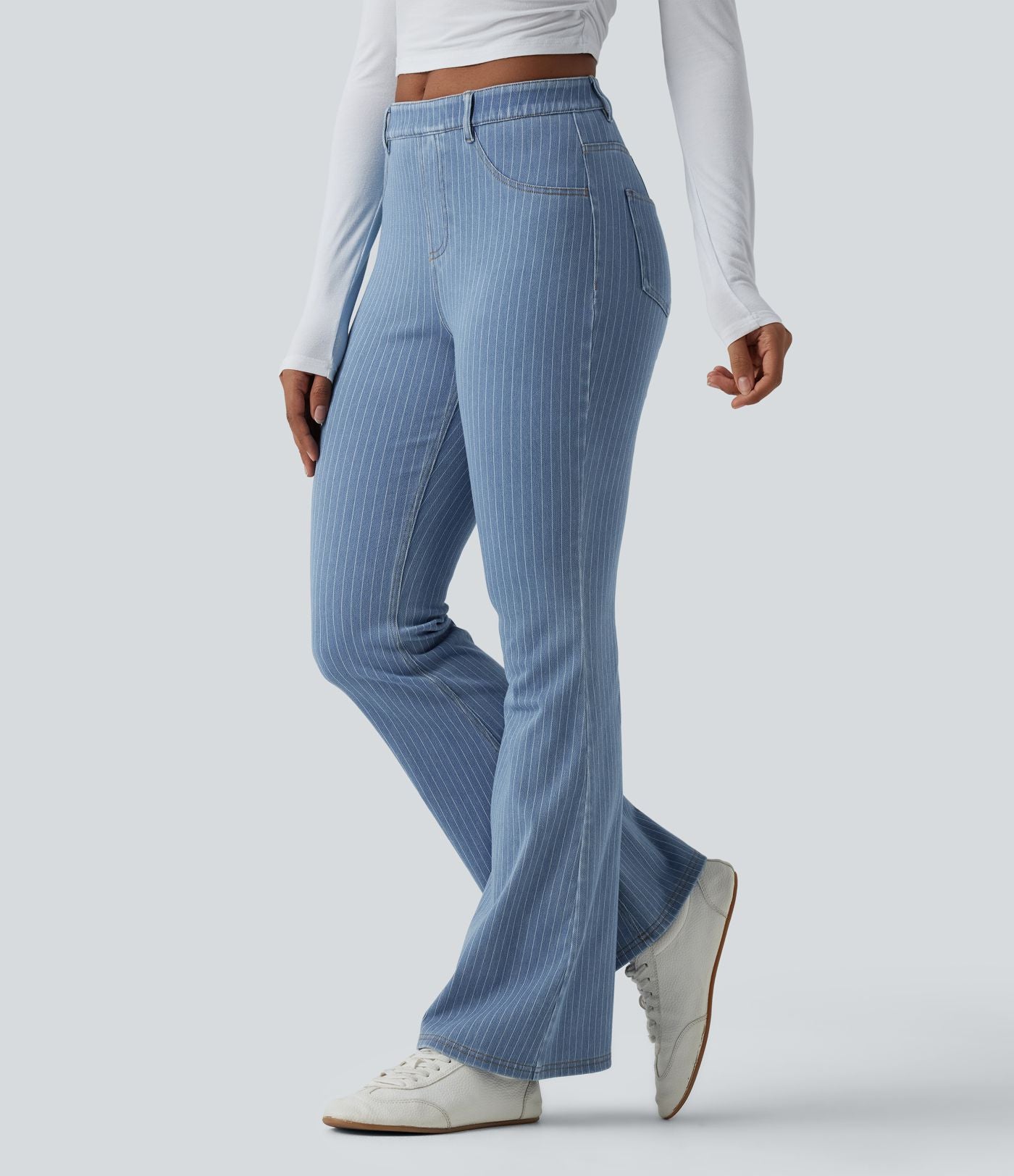 Jean Halara Flex™ mi-taille évasé à rayures décontracté avec poches