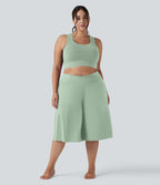 Pantalon corsaire grande taille large SoftlyZero™ Airy taille haute croisée effet frais InstantCool avec poches