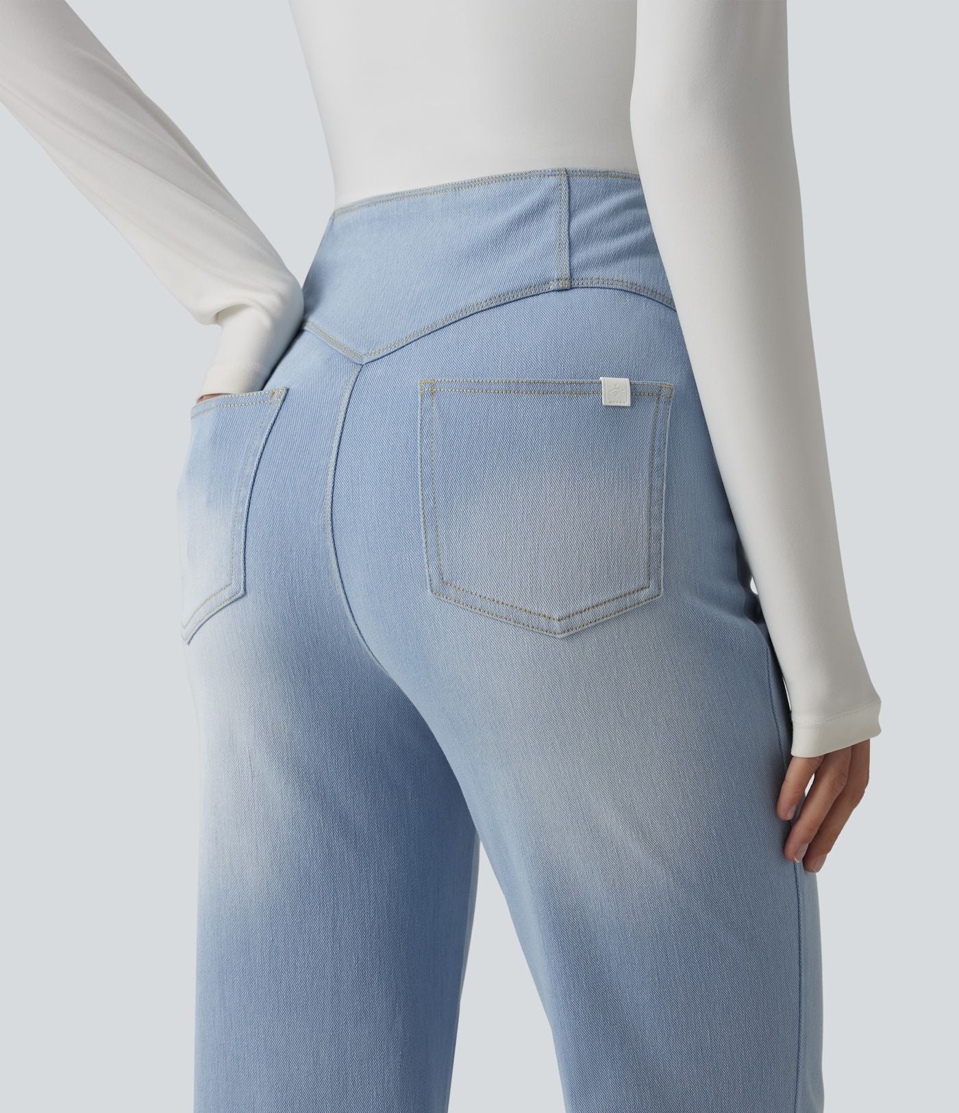 Halara Flex™ Jean évasé casual taille haute ventre plat avec poches