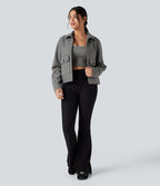 Veste polaire col chemise fermeture éclair manches longues avec poches