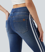 Jean skinny Halara Flex™ taille haute délavé à rayures avec poches