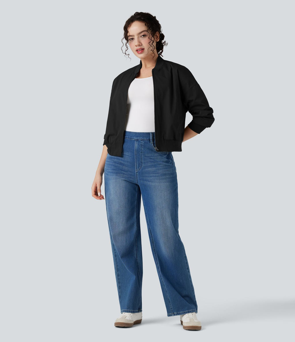 Veste bomber fermeture éclair coupe décontractée avec poches