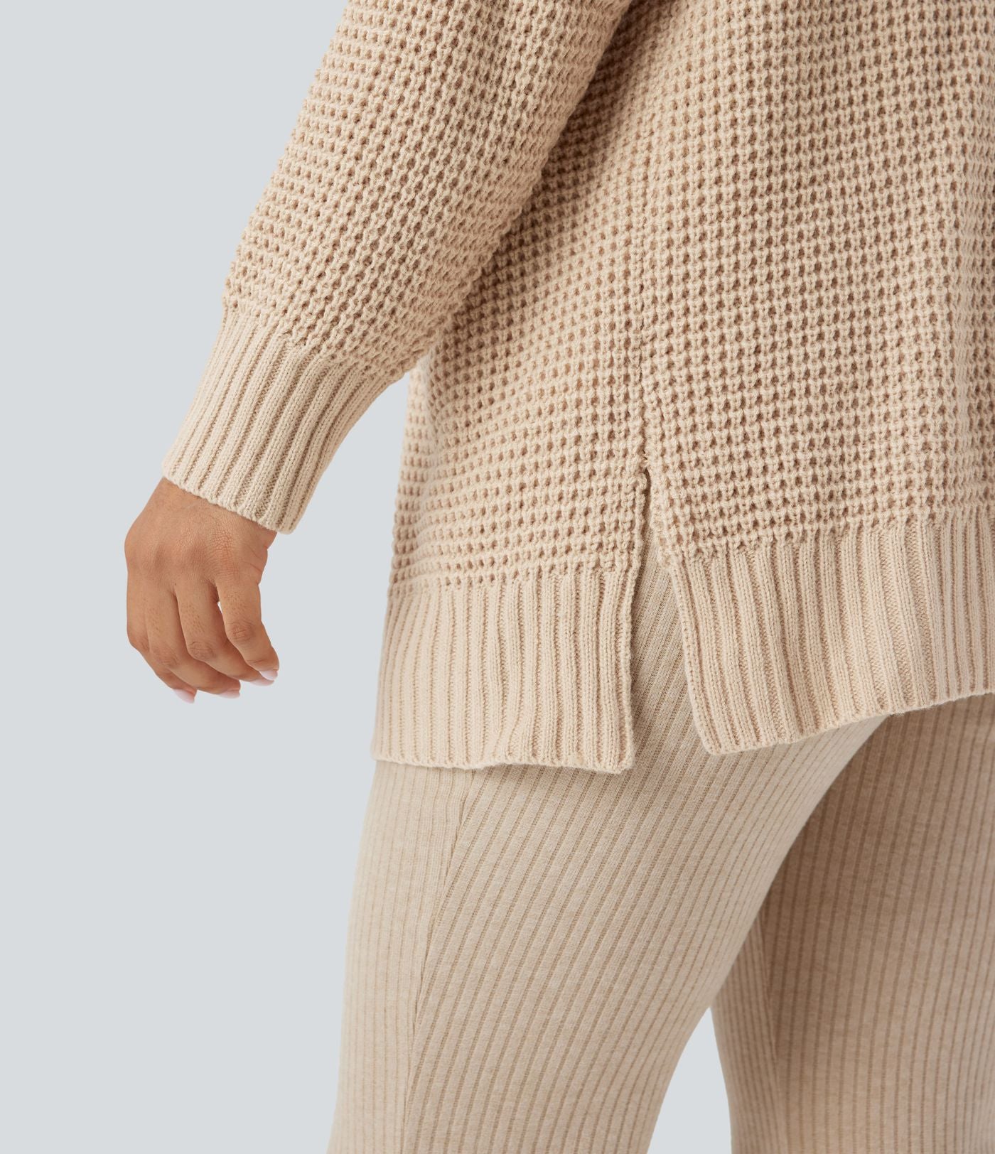 Cardigan décontracté gaufré manches longues avec poches