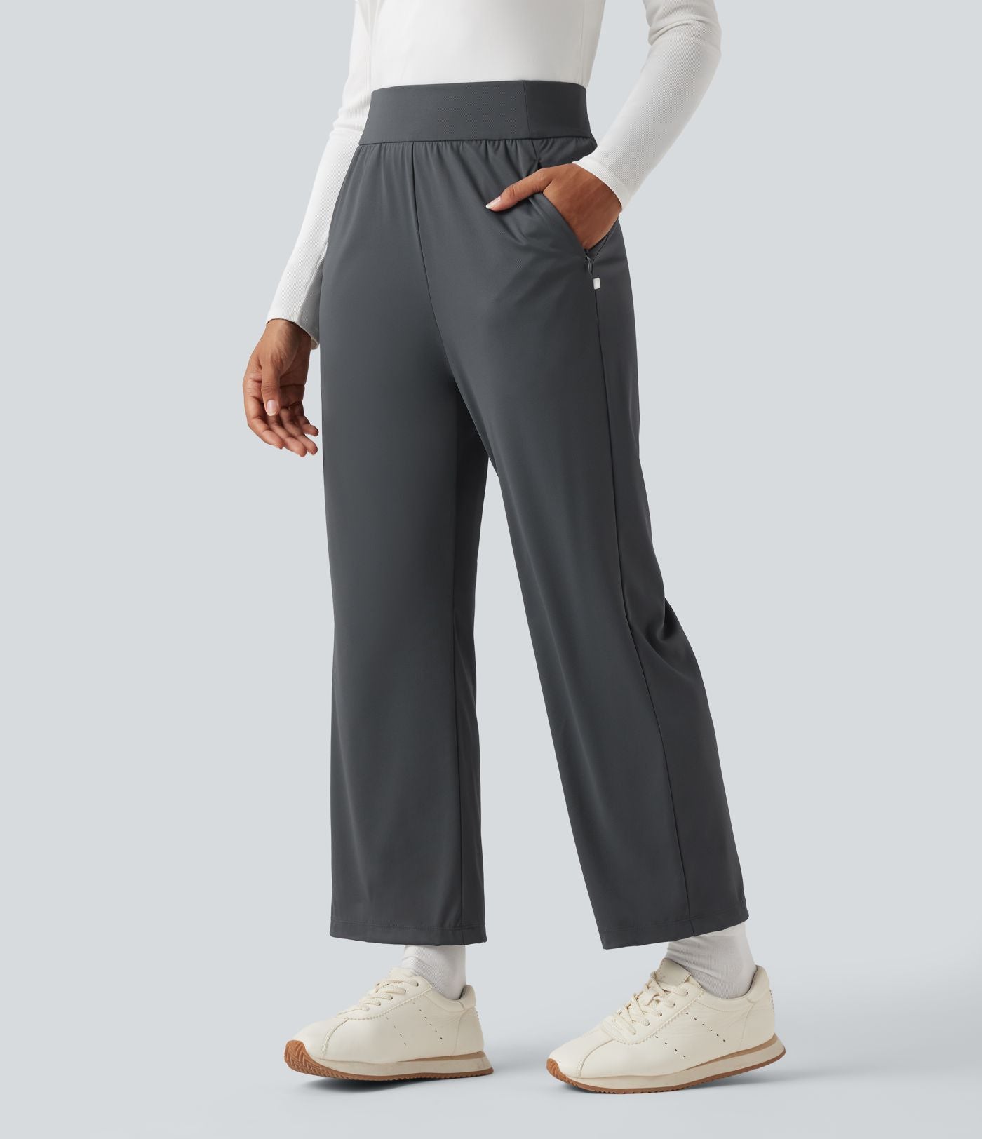 Pantalon de golf taille haute à coupe droite avec poches - Tee de golf