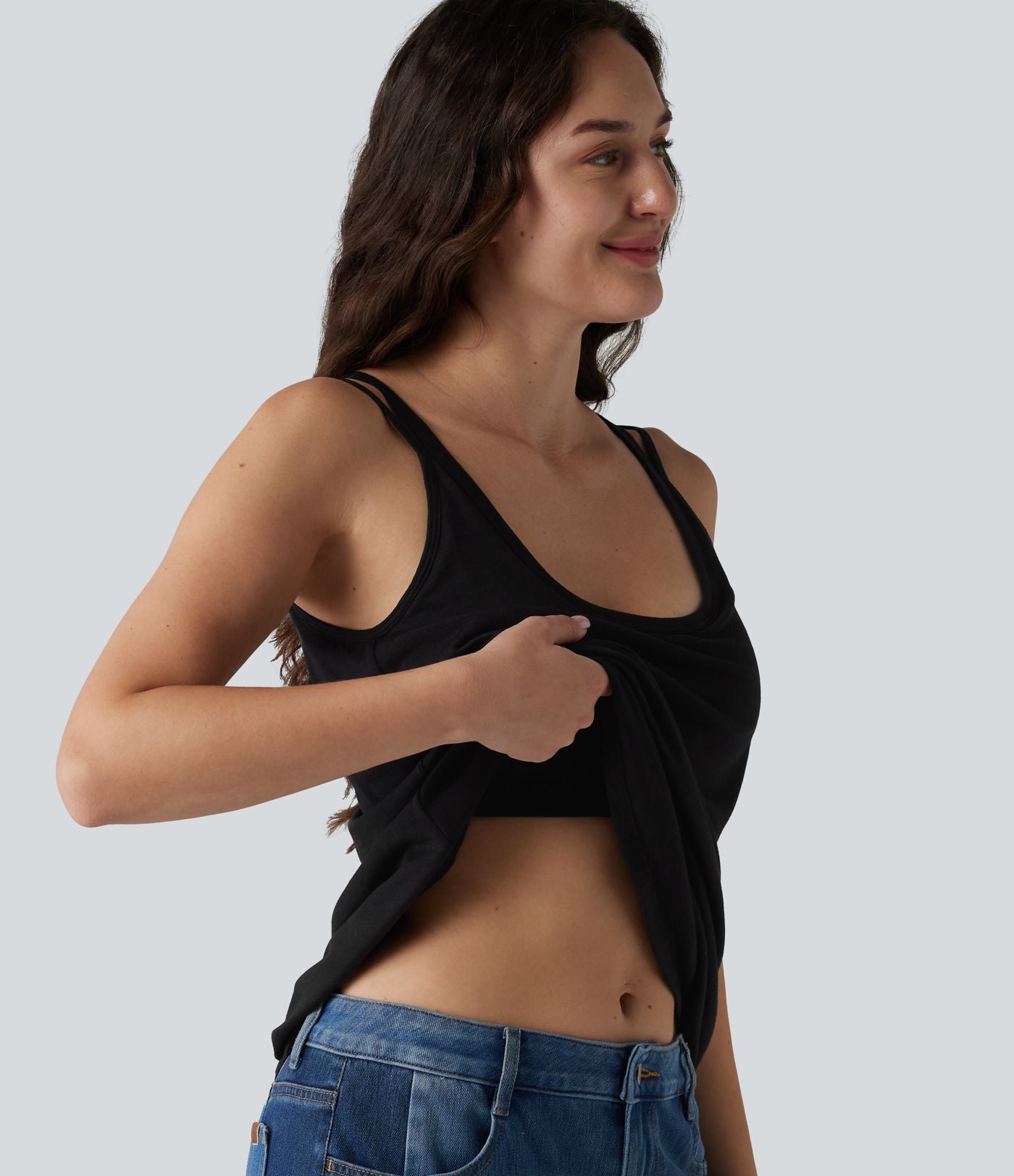 Débardeur décontracté à col en U et brassière intégrée
