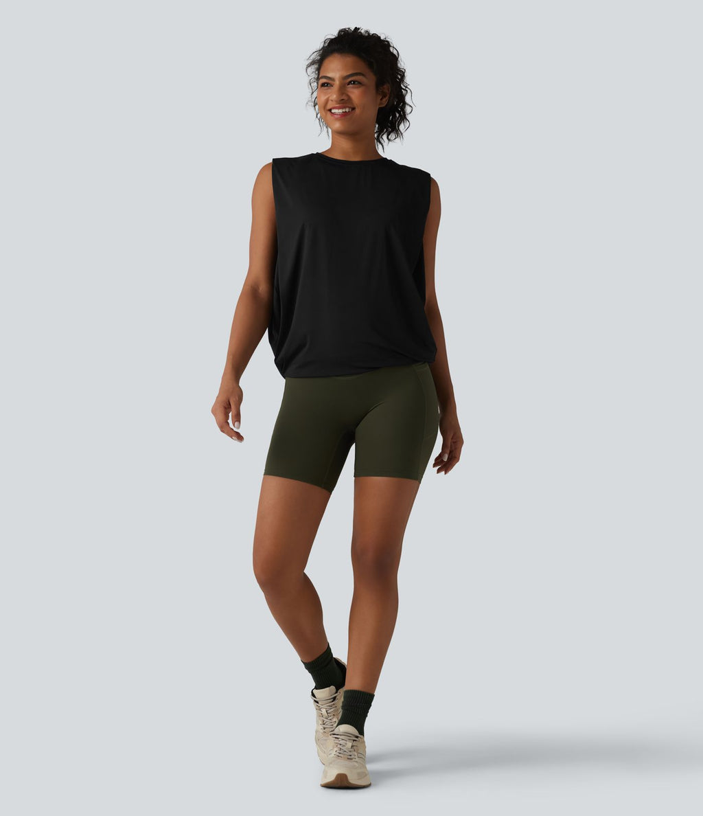 Débardeur de yoga col rond croisé effet frais InstantCool, protection solaire UPF50+