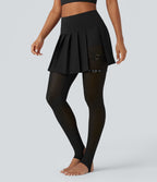 Legging à jupe étrier danse Breezeful™ 2-en-1 taille haute plissé résille contrastante séchage rapide avec poches