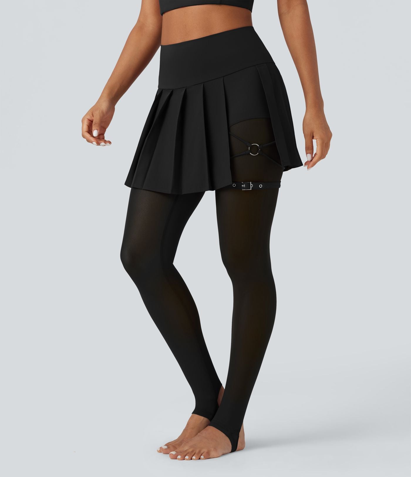 Legging à jupe étrier danse Breezeful™ 2-en-1 taille haute plissé résille contrastante séchage rapide avec poches