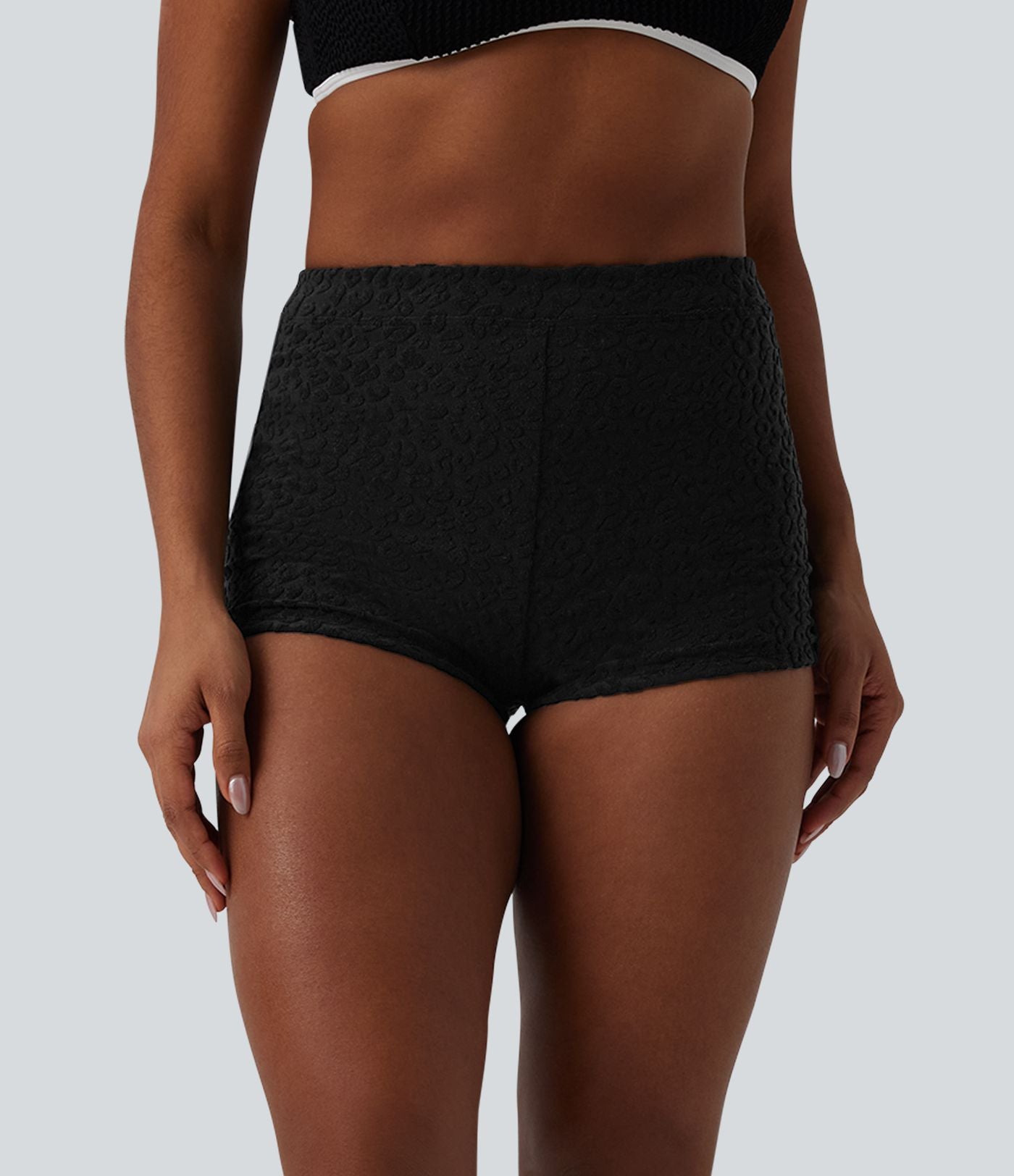 Bas de maillot de bain bikini taille haute imprimé léopard