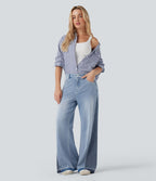 Jean large décontracté Halara Flex™ taille basse color block avec poches