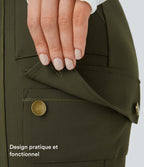 Pantalon cargo ajusté uni taille haute DayStretch avec poches zippées