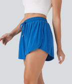 Short décontracté 2-en-1 taille haute avec cordon de serrage et poche latérale