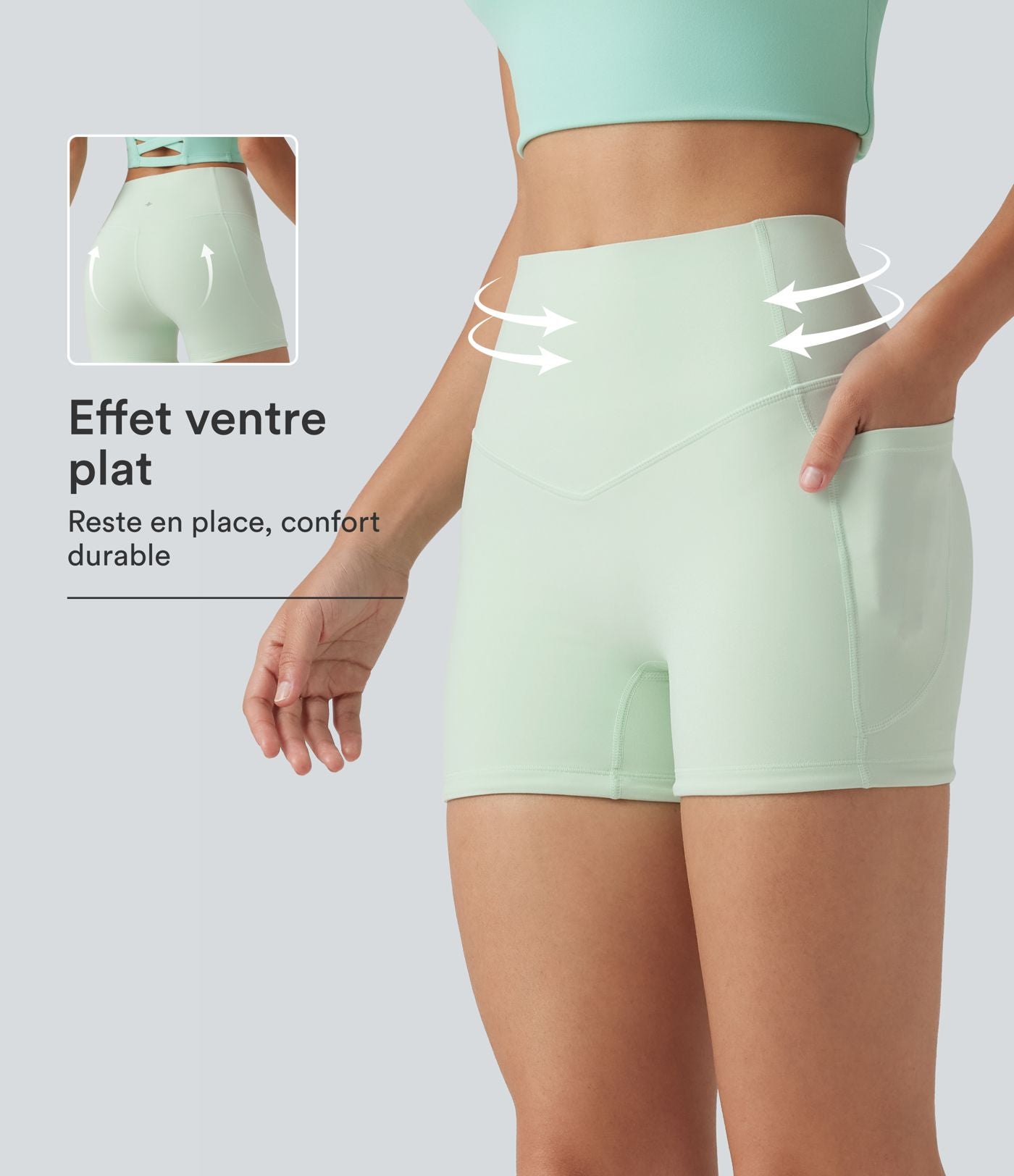 Short cycliste d’entraînement Halara UltraSculpt™ 8cm taille haute gainant avec poches