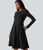 Robe midi SoftlyZero™ Airy 2-en-1 effet frais InstantCool à manches longues, coupe portefeuille et poches
