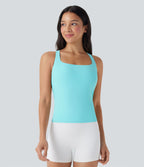 Débardeur de course crop top dos nu col carré bretelles croisées Softlyzero™ Airy Cool Touch - longueur rallongée - UPF50+
