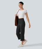 Pantalon coupe droite DayStretch décontracté court, taille haute, à poches