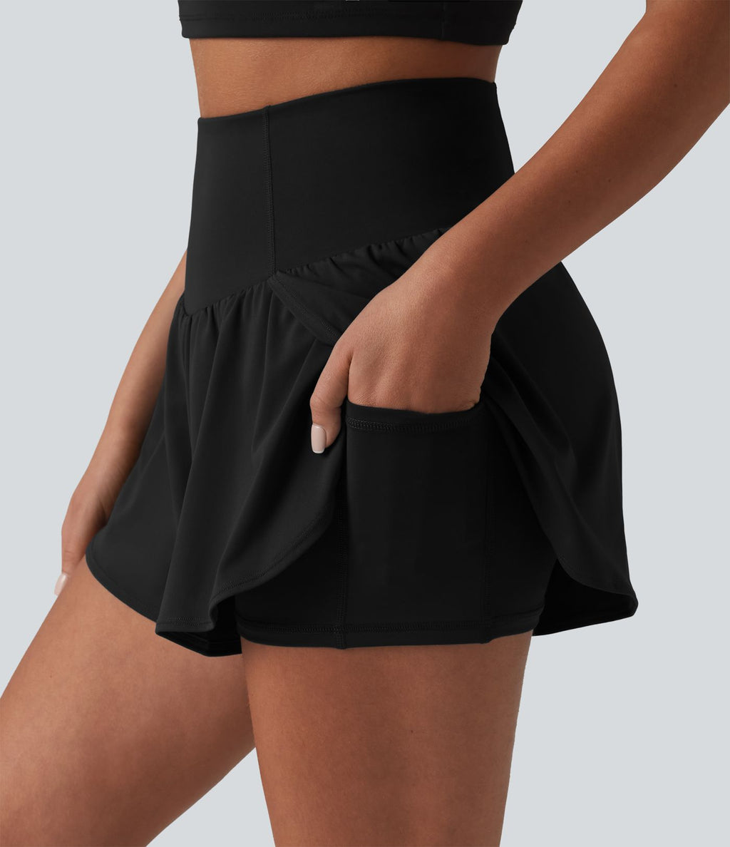 Short de yoga SoftlyZero™ Airy 2-en-1 taille haute gainant ourlet arrondi effet frais InstantCool 7,5 cm avec poches