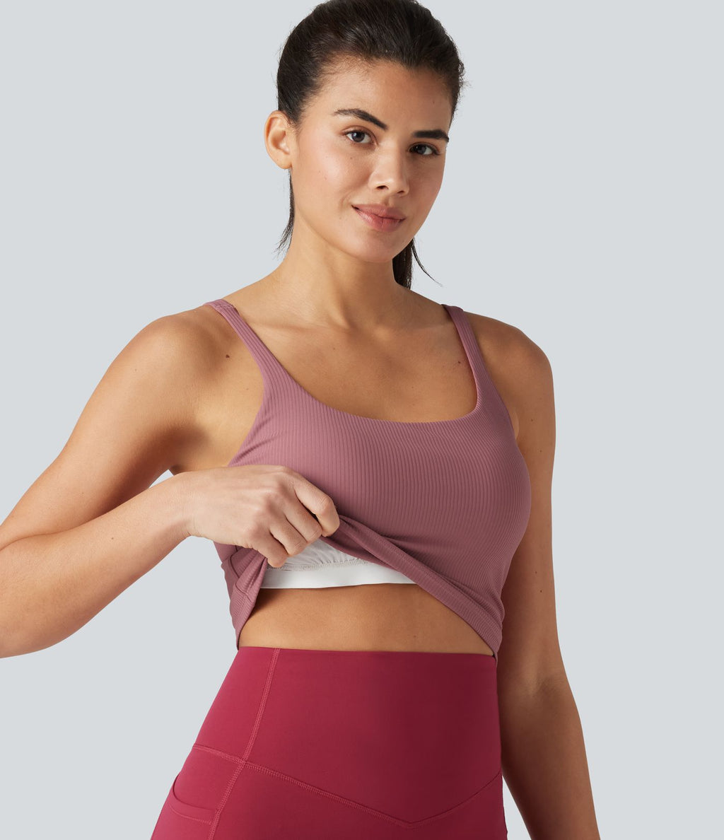 Débardeur de danse dos nu col U avec soutien-gorge intégré
