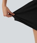 Short baggy 2-en-1 casual en tissu froissé taille haute avec poches