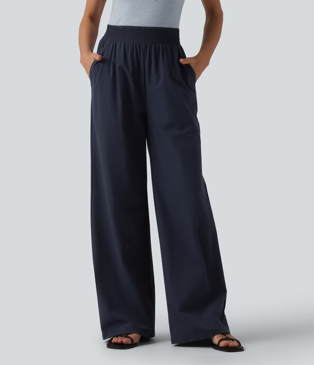 Pantalon casual large ample taille haute avec poches