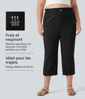 Pantalon de villégiature capri effet lin, grande taille, taille haute, avec poches