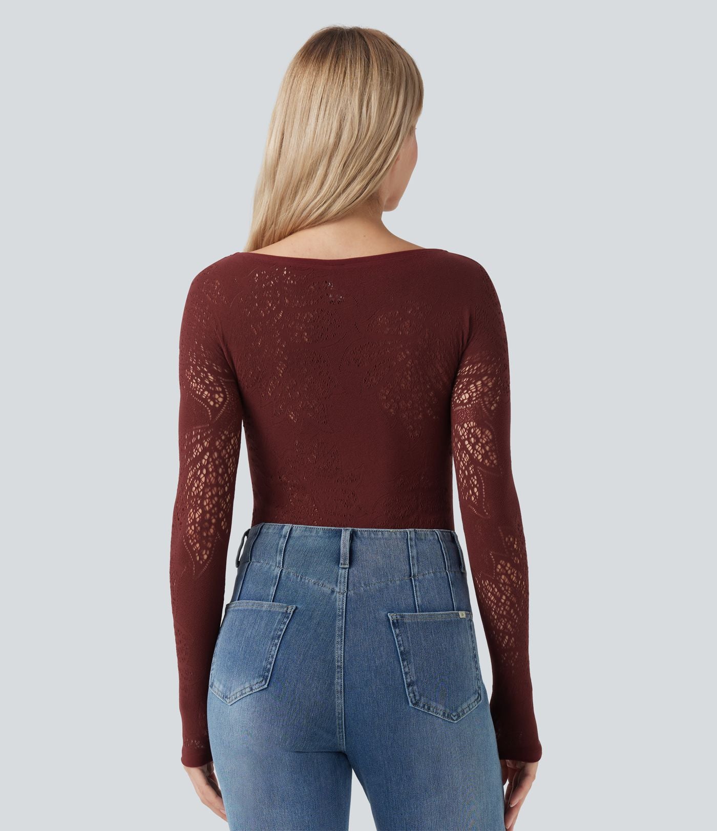 Haut de sport décolleté rond à manches longues avec découpes sans couture OneForm Seamless Flow