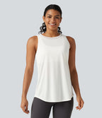 Débardeur de running longueur allongée en mesh contrasté avec ourlet arrondi