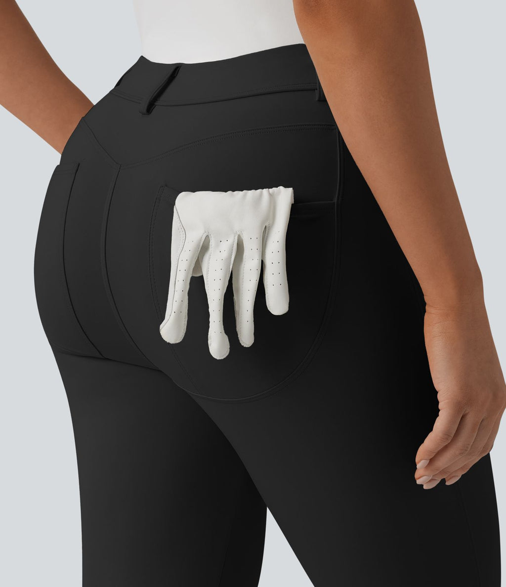 Pantalon de golf slim taille mi-haute séchage rapide avec poche pour tee, UPF 40+