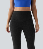 Legging de sport délavé effet ventre plat taille haute avec poches