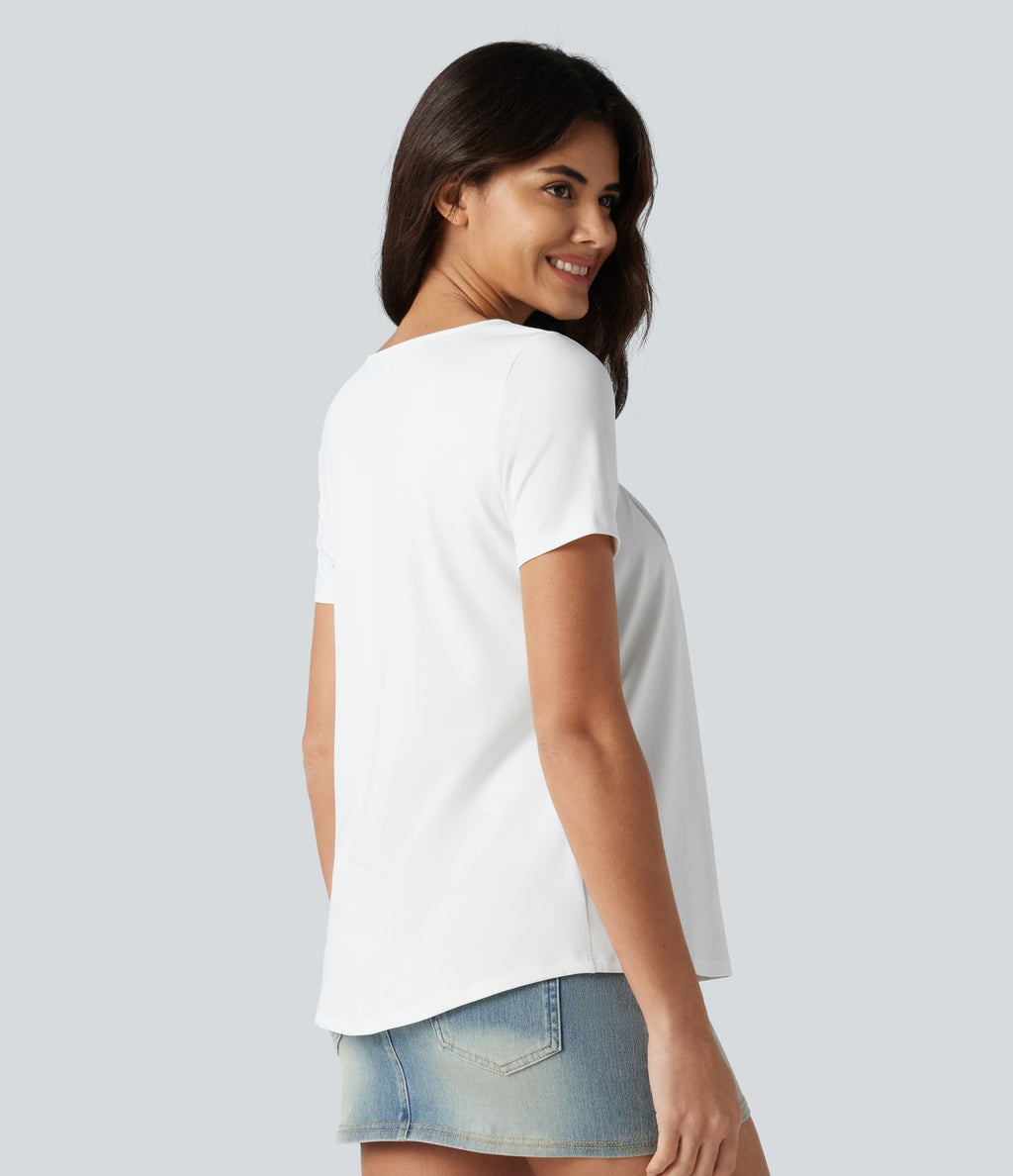 Haut casual col carré manches courtes