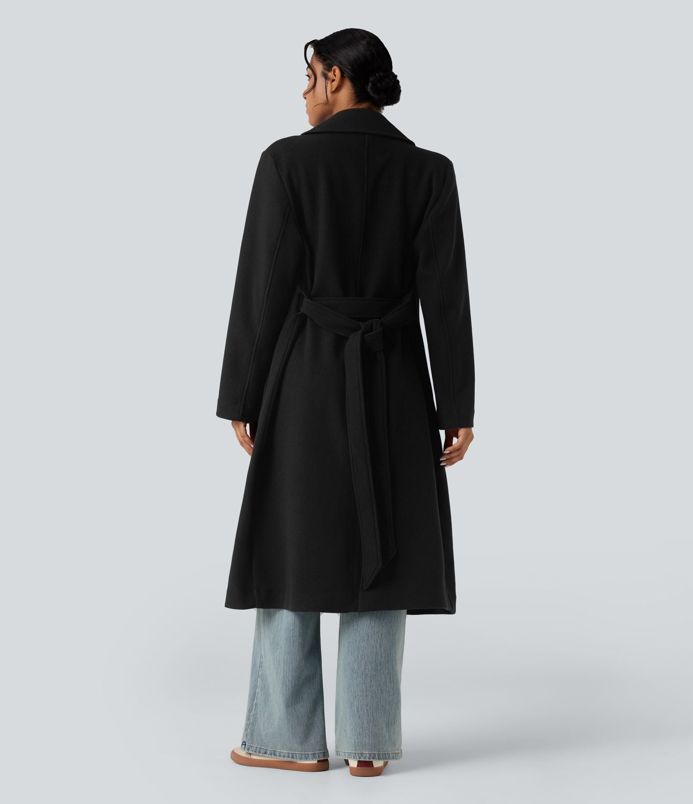 Manteau polaire long ceinturé manches longues avec poches
