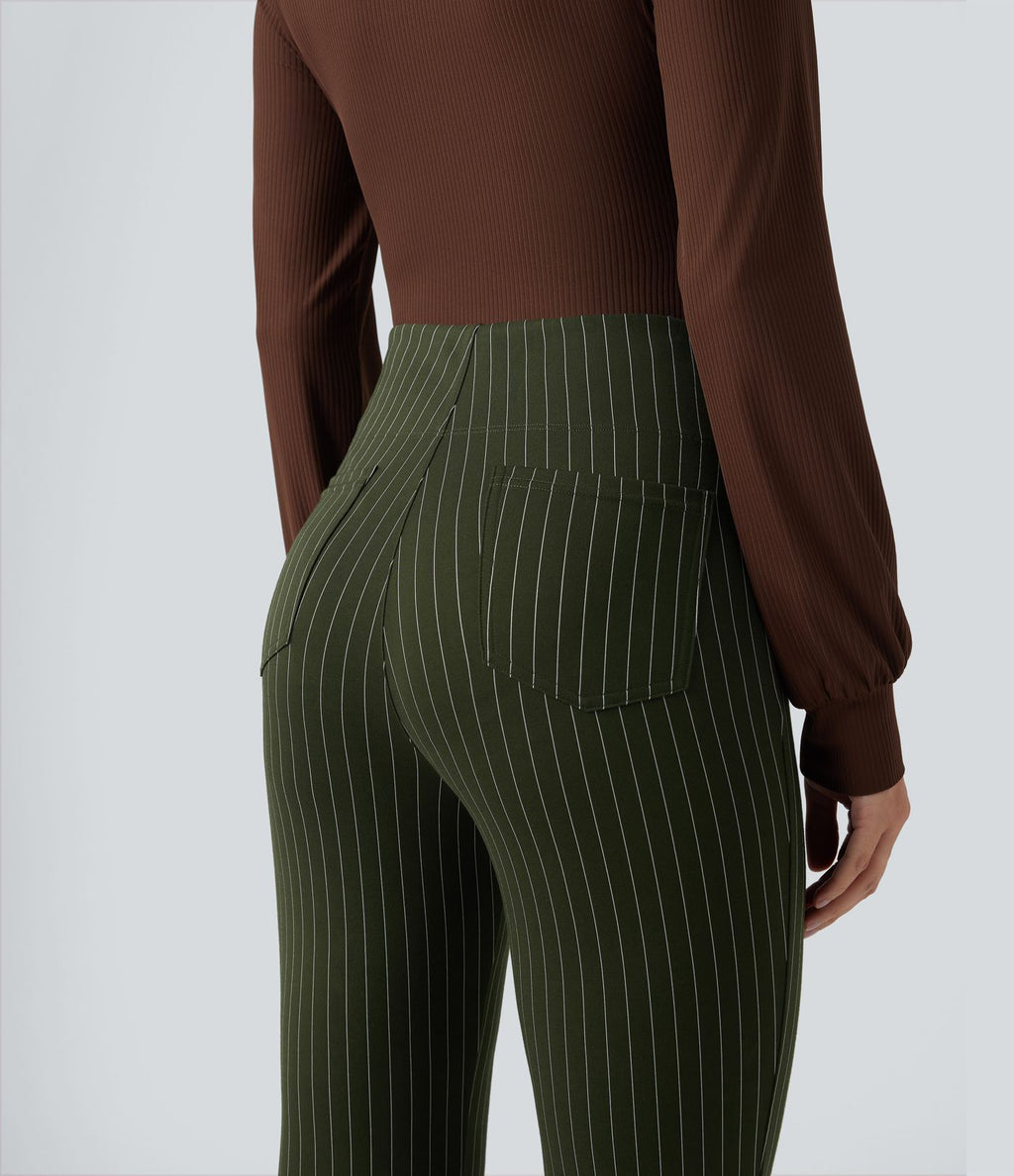 Halara Flex™ Pantalon tailleur évasé à rayures taille haute avec poches
