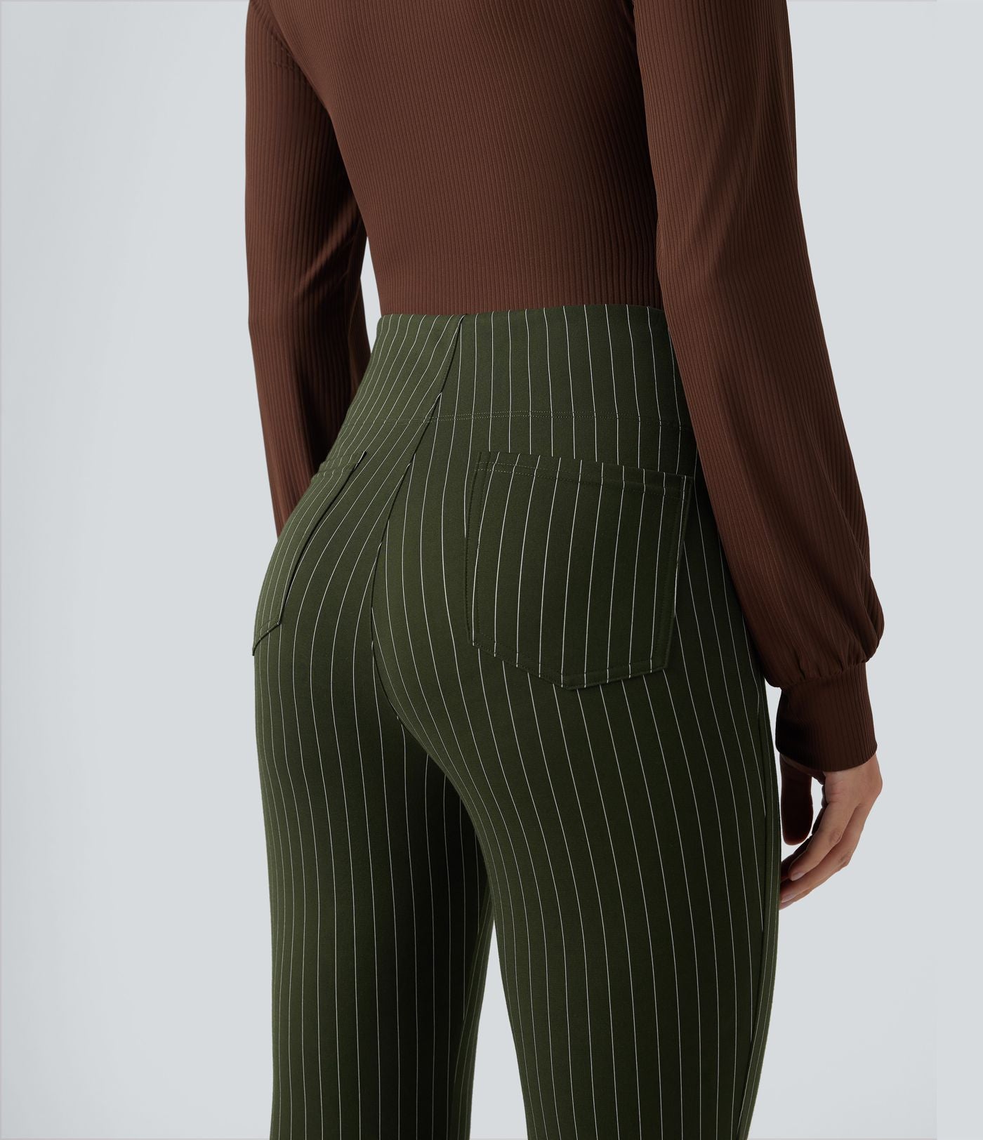 Halara Flex™ Pantalon tailleur évasé à rayures taille haute avec poches