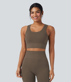Brassière de sport yoga courte maintien léger col U en maille gaufrée sans couture OneForm Seamless Flow