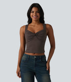 Débardeur casual slim torsadé col cœur