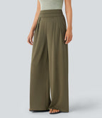 Pantalon large très taille haute gainant avec poches
