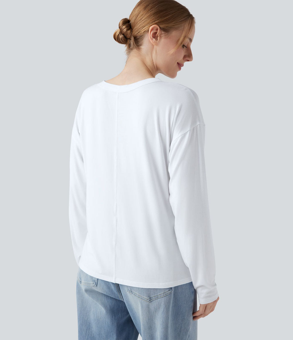 T-shirt col Henley à manches longues