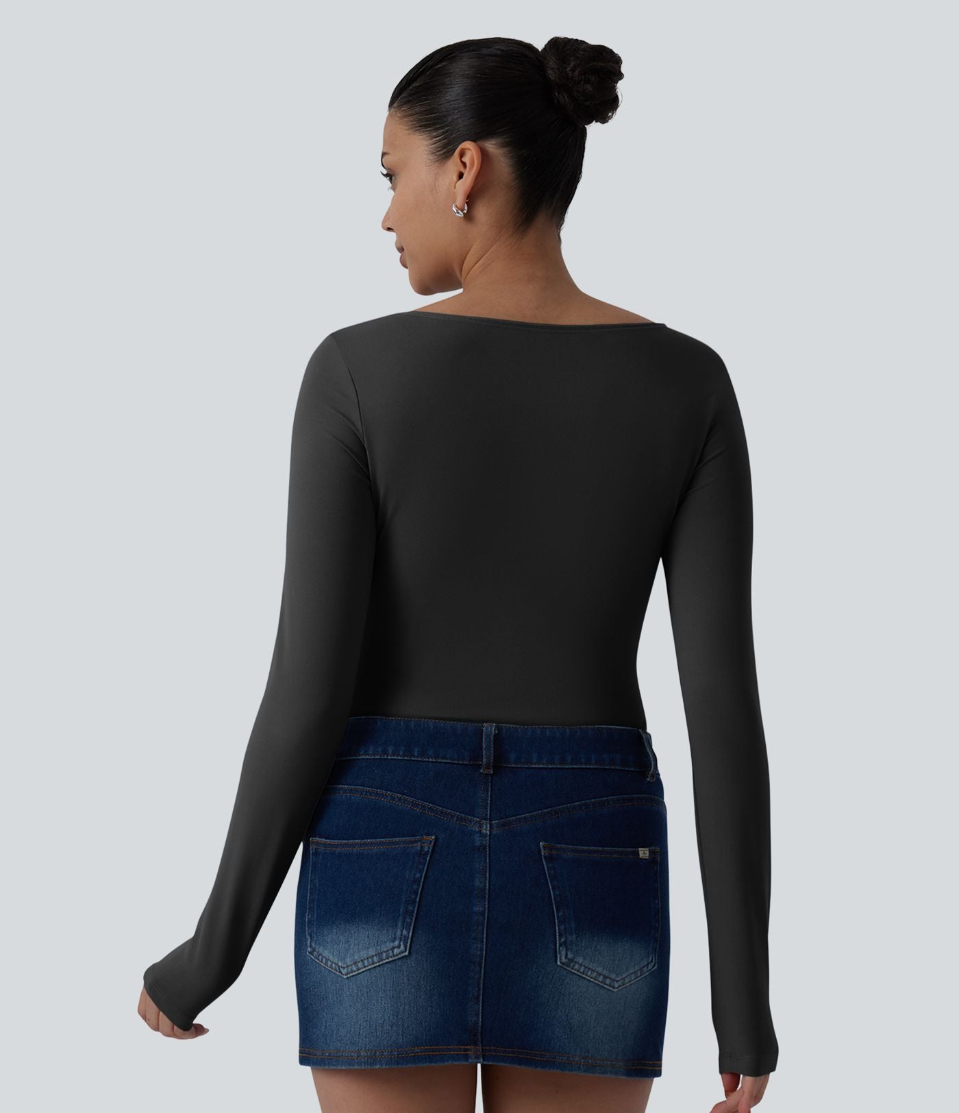 Haut casual asymétrique manches longues froncé