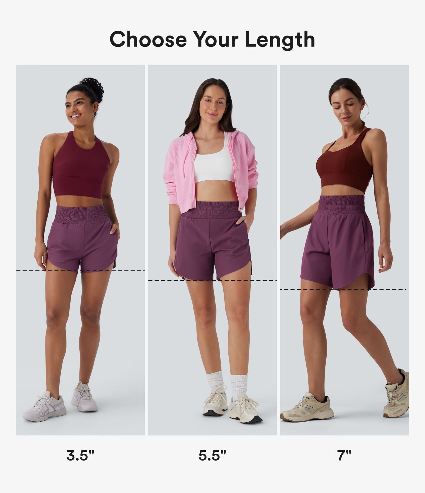 Short de course 2-en-1 Breezeful™ taille haute, poches multiples, ourlet arrondi, séchage rapide 12,5 cm - Longueur prolongée