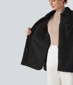 Veste sherpa à col à manches longues avec poches