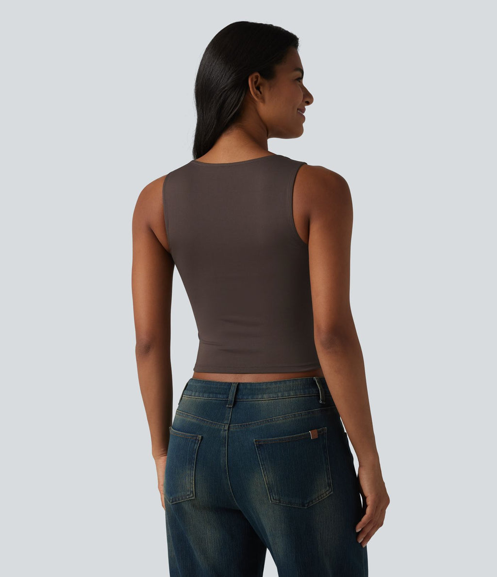 Débardeur casual slim torsadé col cœur