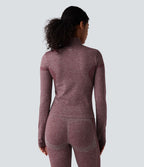 Veste de yoga chaude OneForm Seamless Flow col montant zippée à manches longues avec passage de pouce
