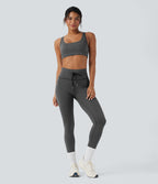 Brassière de sport yoga soutien léger col U à découpes rayé bonnets A-C