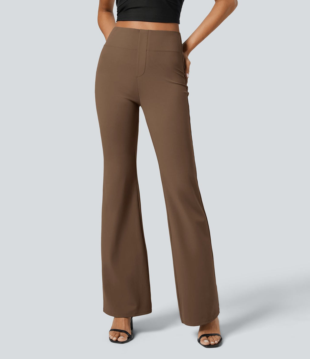 Pantalon tailleur légèrement évasé taille haute avec poches arrière Halara Flex™