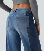 Jean large Halara Flex™ taille basse color block avec poches
