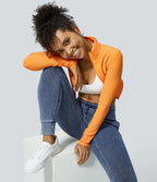 Halara Flex™ Jean Casual Taille Haute avec Cordon de Serrage et Poches Latérales en Tricot Extensible Lavé