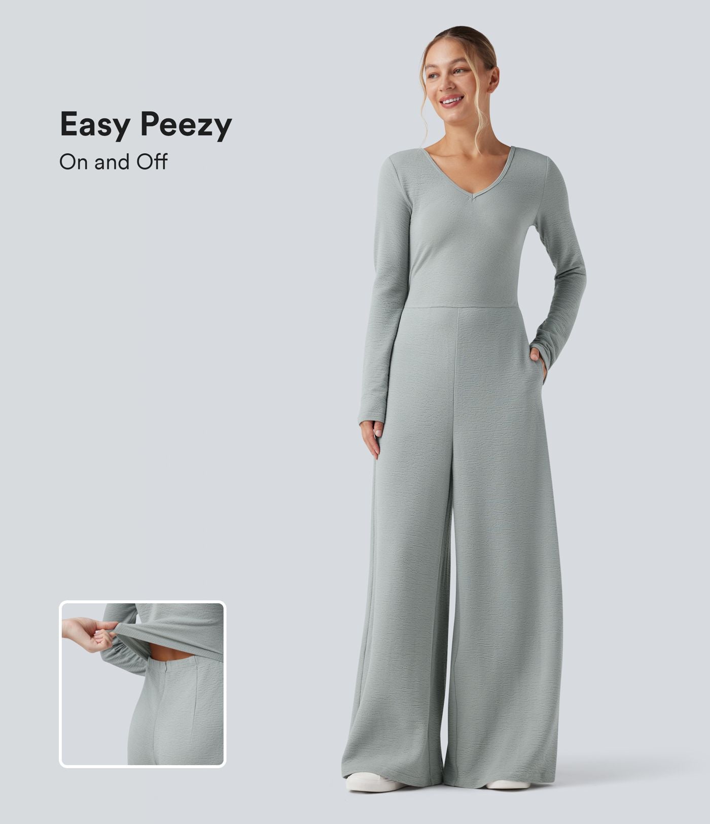 Combinaison décontractée col V manches longues avec poches - Édition Easy Peasy
