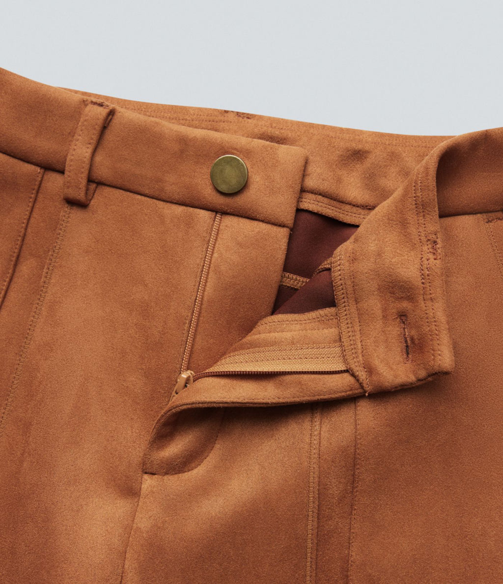 Pantalon cargo équestre en suède, taille haute, avec poches